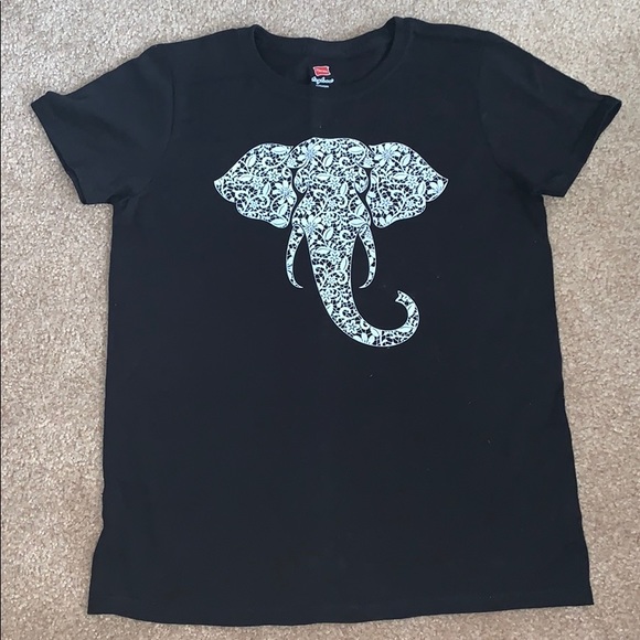 Black Elephant Face T-Shirt - Picture 1 of 4